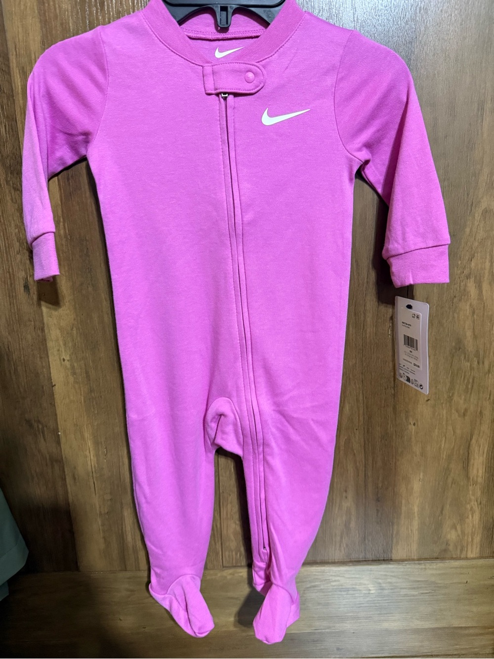Nike Pink Footed Baby One-Piece Zipper Romper